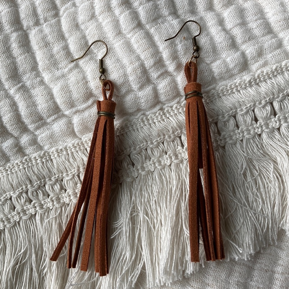 Faux Suede Tassle Earrings